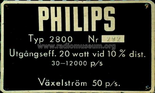 2800; Philips, Svenska AB, (ID = 2894260) Ampl/Mixer