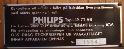 L4S72AB Ch= W1A; Philips, Svenska AB, (ID = 2628462) Radio