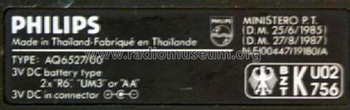 Stereo Radio Cassette Player AQ6527 /00; Philips Thailand; (ID = 2511780) Radio