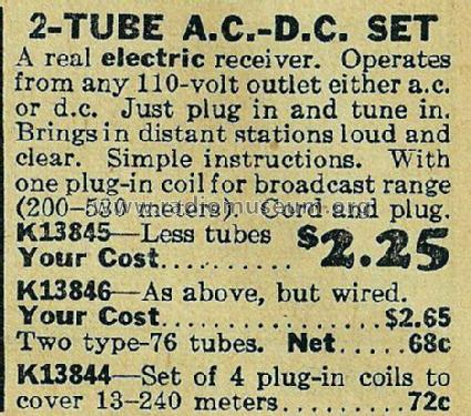 2-tube AC/DC set ; Philmore Mfg. Co. - (ID = 721081) Radio