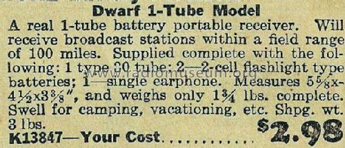 Dwarf 1-tube ; Philmore Mfg. Co. - (ID = 721097) Radio