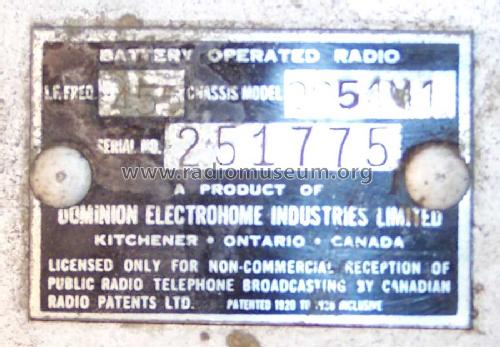 9B51-M-1 ; Electrohome Dominion (ID = 1042926) Radio