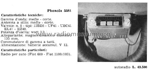 5581; Phonola SA, FIMI; (ID = 2622354) Car Radio