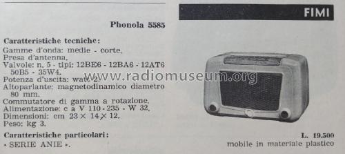 5585; Phonola SA, FIMI; (ID = 3054518) Radio