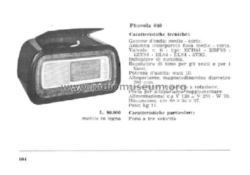 640; Phonola SA, FIMI; (ID = 2596780) Radio