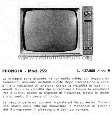 TV-2331; Phonola SA, FIMI; (ID = 2861932) Television