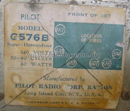 G-576B ; Pilot Electric Mfg. (ID = 2074846) Radio