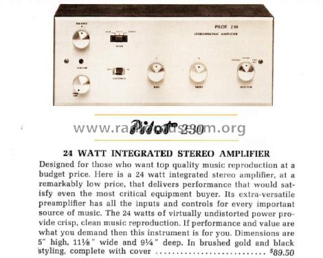 Stereophonic Amplifier 230; Pilot Electric Mfg. (ID = 3020078) Ampl/Mixer