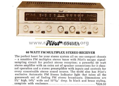 Stereo FM Multiplex Tuner-Amplifier 654MA; Pilot Electric Mfg. (ID = 3019776) Radio