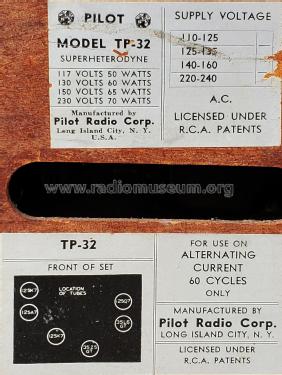 TP-32 ; Pilot Electric Mfg. (ID = 2951132) Radio