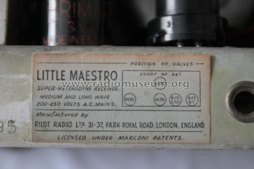 Little Maestro Post-War AC ; Pilot Radio Ltd.; (ID = 2129101) Radio