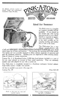 Pink-A-Tone Crystal Receiver Detector of the Air; Pinkerton Electric (ID = 1071396) Detektor