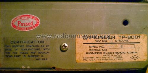8 Track Stereo Player TP-8001; Pioneer Corporation; (ID = 1328106) Car Radio