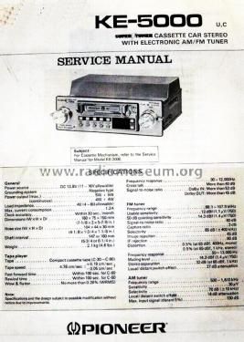 Super Tuner Cassette Car Stereo KE-5000; Pioneer Corporation; (ID = 2833696) Car Radio