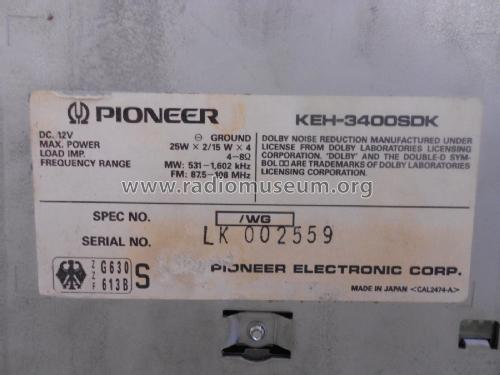 Cassette Tuner Combination KEH-3400SDK; Pioneer Corporation; (ID = 2357809) Car Radio