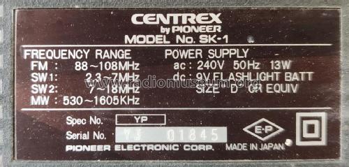 Centrex SK-1 ; Pioneer Corporation; (ID = 2934947) Radio