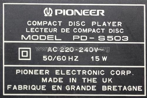 Compact Disc Player PD-S503; Pioneer Corporation; (ID = 2443021) R-Player