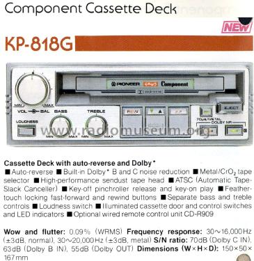 Component Car Stereo Cassette Player KP-818G; Pioneer Corporation; (ID = 3010491) R-Player