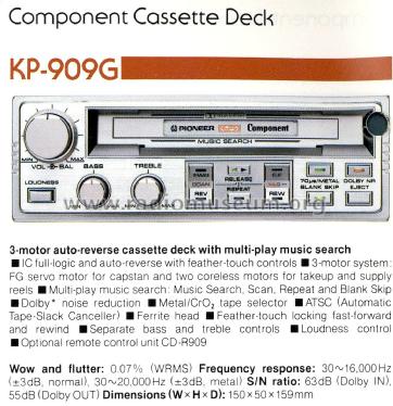 Component Car Stereo Cassette Deck KP-909G; Pioneer Corporation; (ID = 3010492) Ton-Bild