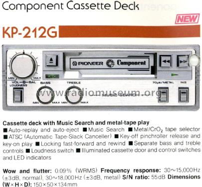 Component Car Stereo Cassette Deck KP-212G; Pioneer Corporation; (ID = 3010495) R-Player