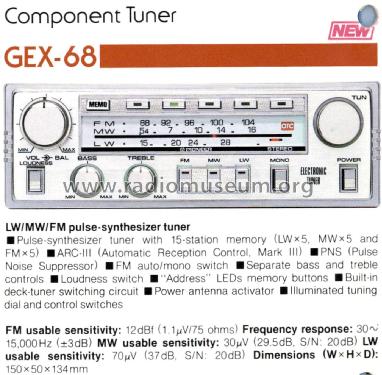 Component Tuner Deck GEX-68; Pioneer Corporation; (ID = 3010501) Radio