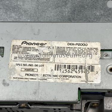 DEH-P2000; Pioneer Corporation; (ID = 2891109) Car Radio