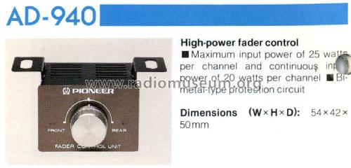 Fader Control Unit AD-940; Pioneer Corporation; (ID = 3010792) Misc