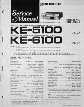 KE-6100; Pioneer Corporation; (ID = 2886479) Car Radio