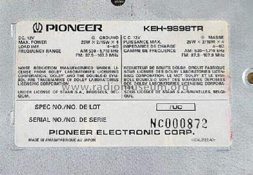 KEH-9898TR; Pioneer Corporation; (ID = 2849092) Car Radio