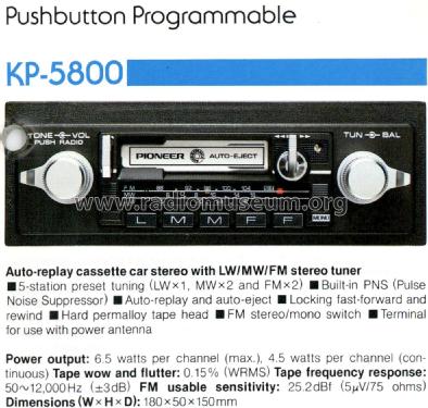 KP-5800; Pioneer Corporation; (ID = 3010710) Car Radio