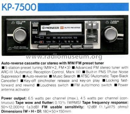 KP-7500; Pioneer Corporation; (ID = 3010711) Car Radio