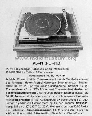 Professional Belt-Drive Stereo Turntable PL-41; Pioneer Corporation; (ID = 589595) R-Player