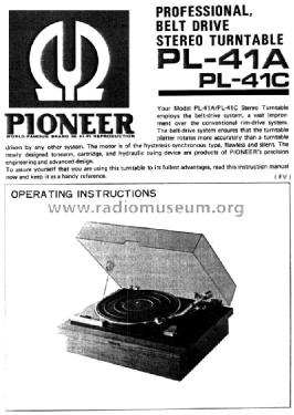 Professional Belt-Drive Stereo Turntable PL-41A; Pioneer Corporation; (ID = 1647455) R-Player