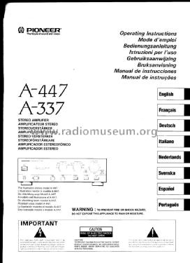 Integrated Stereo Amplifier A-337; Pioneer Corporation; (ID = 1194115) Ampl/Mixer