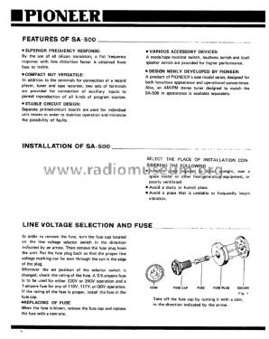 Stereo Amplifier SA-500; Pioneer Corporation; (ID = 1891233) Ampl/Mixer