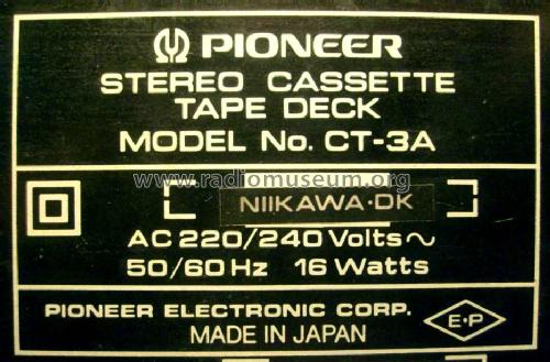 Stereo Cassette Deck CT-3A; Pioneer Corporation; (ID = 556578) R-Player