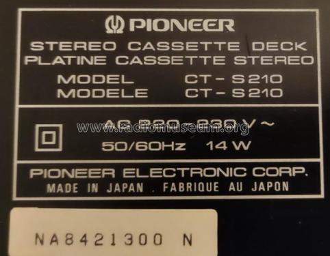 Stereo Cassette Deck CT-S210; Pioneer Corporation; (ID = 2701086) R-Player