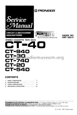 Stereo Cassette Tape Deck CT-540; Pioneer Corporation; (ID = 1923840) Sonido-V