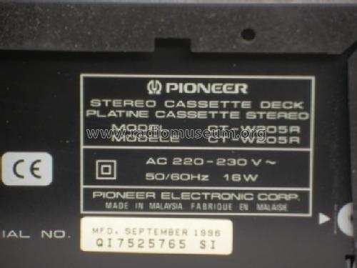 Stereo Double Cassette Deck CT-W205R; Pioneer Corporation; (ID = 1685969) Reg-Riprod