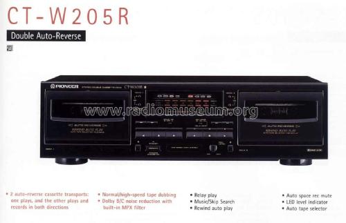 Stereo Double Cassette Deck CT-W205R; Pioneer Corporation; (ID = 2022241) Reg-Riprod