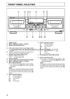 Stereo Double Cassette Deck CT-W208R; Pioneer Corporation; (ID = 2234849) R-Player