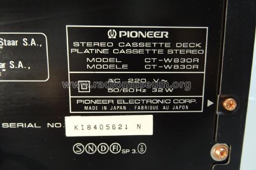 Stereo Double Cassette Deck CT-W830R; Pioneer Corporation; (ID = 2698740) Reg-Riprod