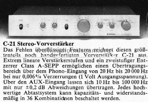 Stereo Pre-Amplifier C-21 Ampl/Mixer Pioneer Corporation