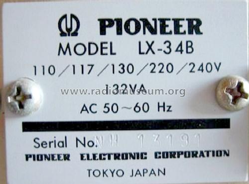 FM/MW/LW Multiplex Receiver LX-34B; Pioneer Corporation; (ID = 1687042) Radio