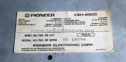 KEH-2500; Pioneer Corporation; (ID = 2890855) Car Radio