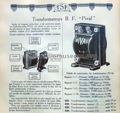 Transformateur B.F. ; Pival, Éts. Edmond (ID = 2371340) Radio part