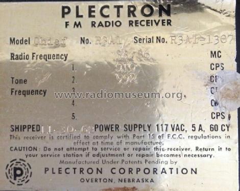 Chief FM Radio Receiver ; Plectron Corporation (ID = 1483863) Commercial Re