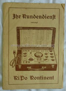 Kontinent - Röhrenprüfgerät ; Pohlink, Richard; (ID = 1300593) Ausrüstung