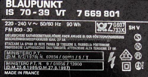 IS 70-39 VT 7.669.801 Ch= FM500-30; Blaupunkt Ideal, (ID = 1898439) Television