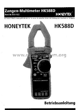 Honeytek TRMS AC/DC Clamp Meter Multimeter HK588D; Pollin Electronic (ID = 3081654) Equipment